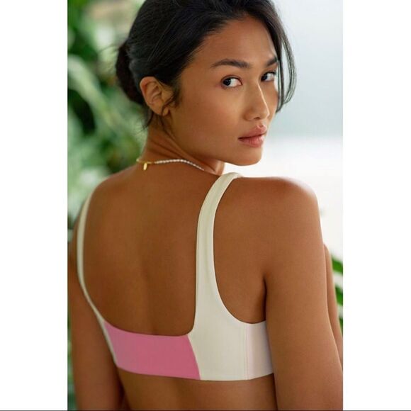 NEW Anthropologie Saint Maddox Pink Colorblock Smith Turner Sporty Bikini Large - Picture 3 of 7